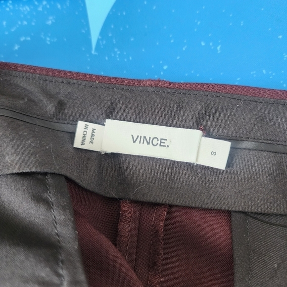 Vince Wool Burgundy Slim Trouser Pants Contemporary Business Casual Modest 8 - Picture 10 of 13